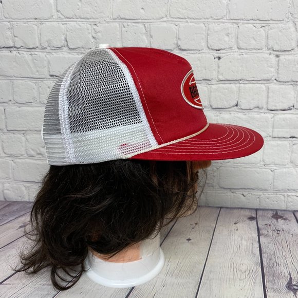 Vintage Farmer Hat Mesh Rope Cap Snapback Red White BROMOX Herbicide Item#1 - Picture 4 of 9